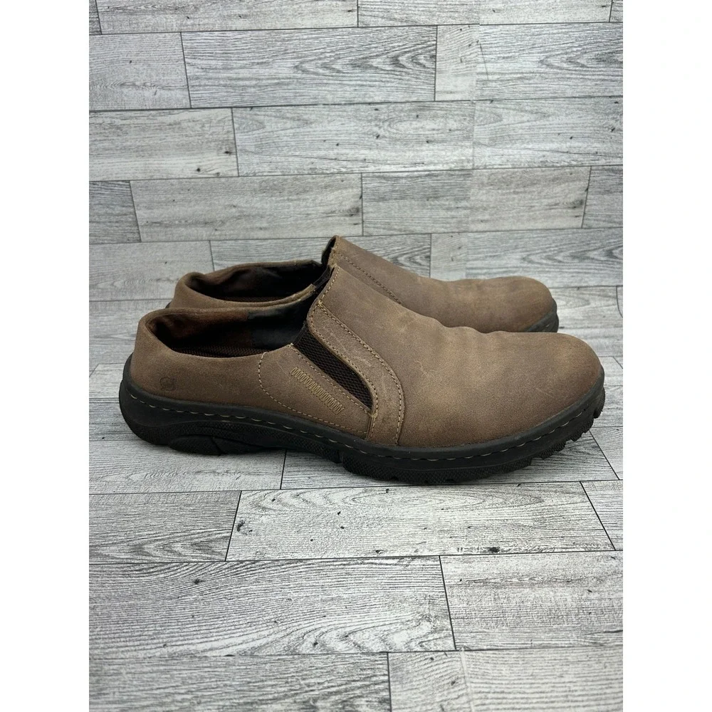 Born MH15 Men Brown Leather Slip On Loafers Round Toe Casual Shoes Size 12